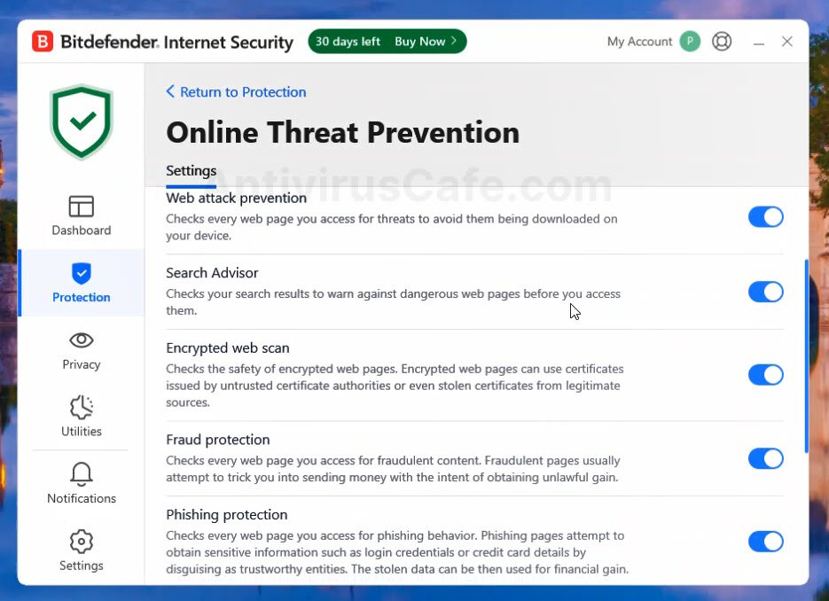 Bitdefener IS online threat protection